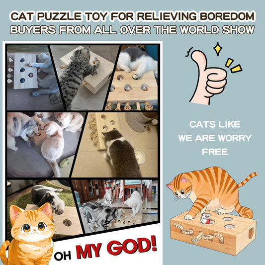 Whack-a-Mole Cat Toy with Pop-Up Mice (Puzzle & Scratcher)