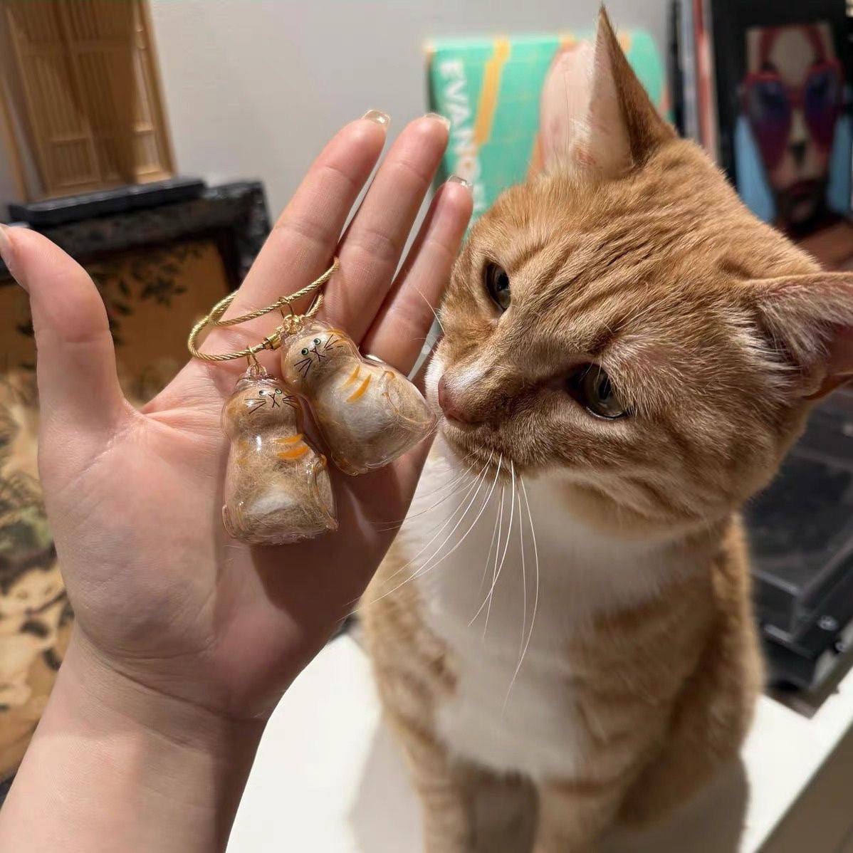 Cat hair storage keychain-6PCS