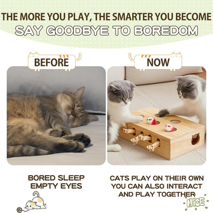 Whack-a-Mole Cat Toy with Pop-Up Mice (Puzzle & Scratcher)