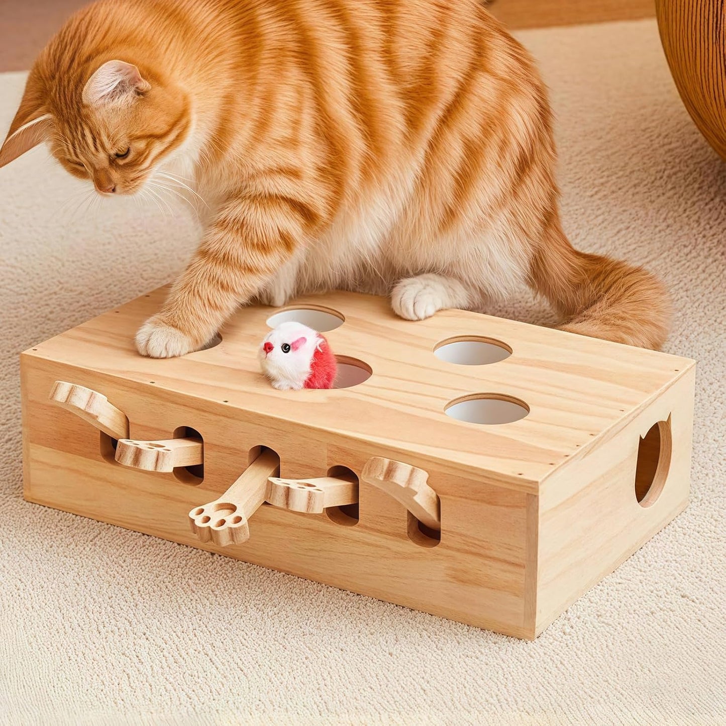 Whack-a-Mole Cat Toy with Pop-Up Mice (Puzzle & Scratcher)