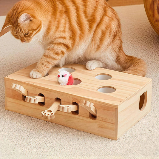 Whack-a-Mole Cat Toy with Pop-Up Mice (Puzzle & Scratcher)